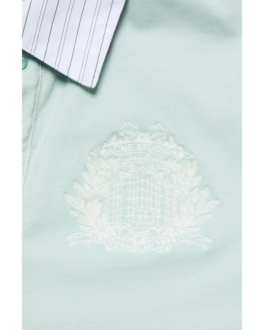 Acne Blue Logo-Embroidered Polo Shirt