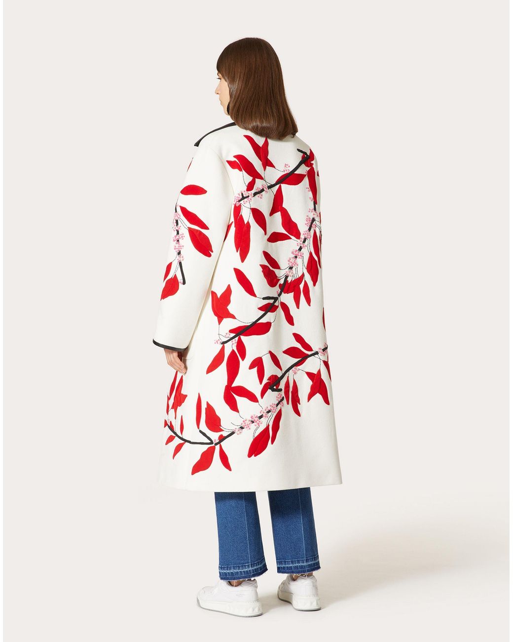Valentino Red Floral Print Coat