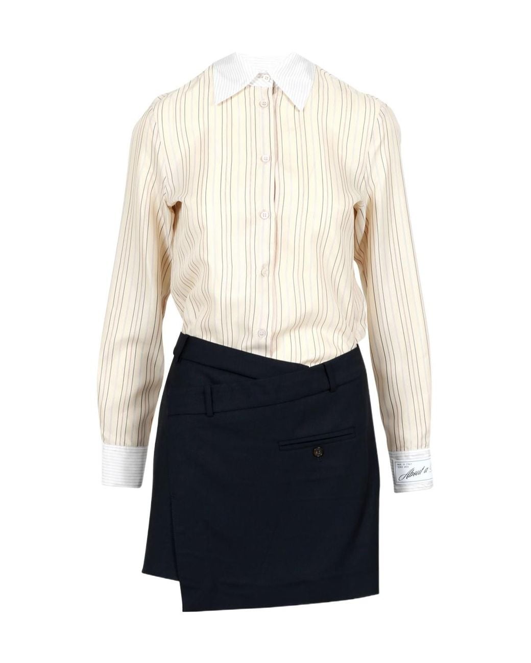 Erika Cavallini Semi Couture White Striped Dress
