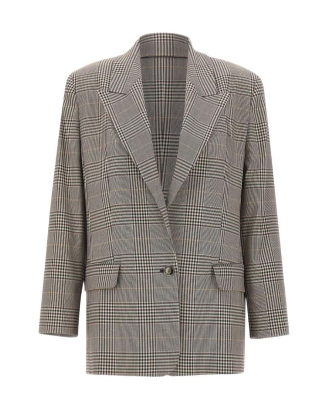 Marella Gray Prince Of Wales Oversized Blazer