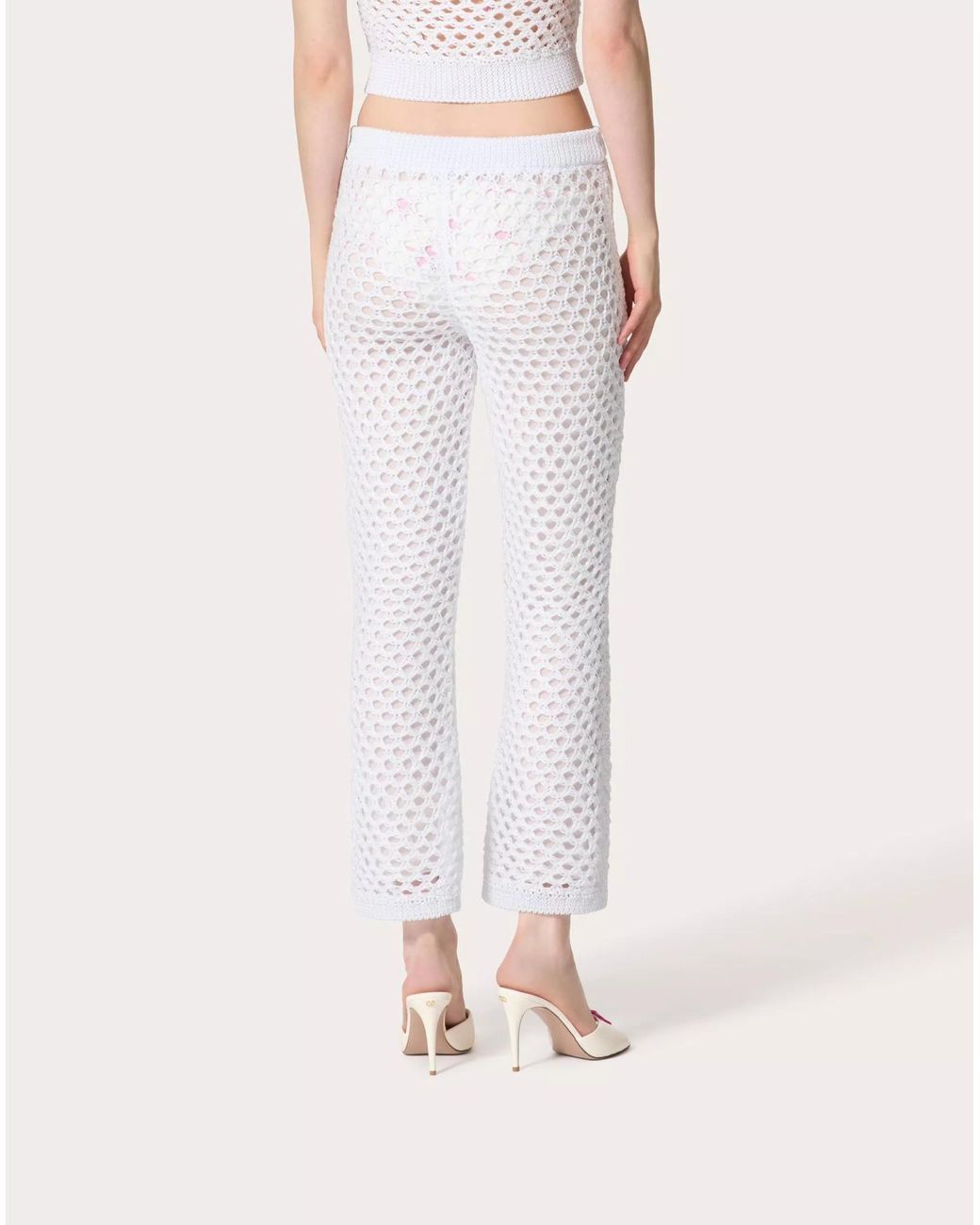 Valentino White Flared Knitted Pants