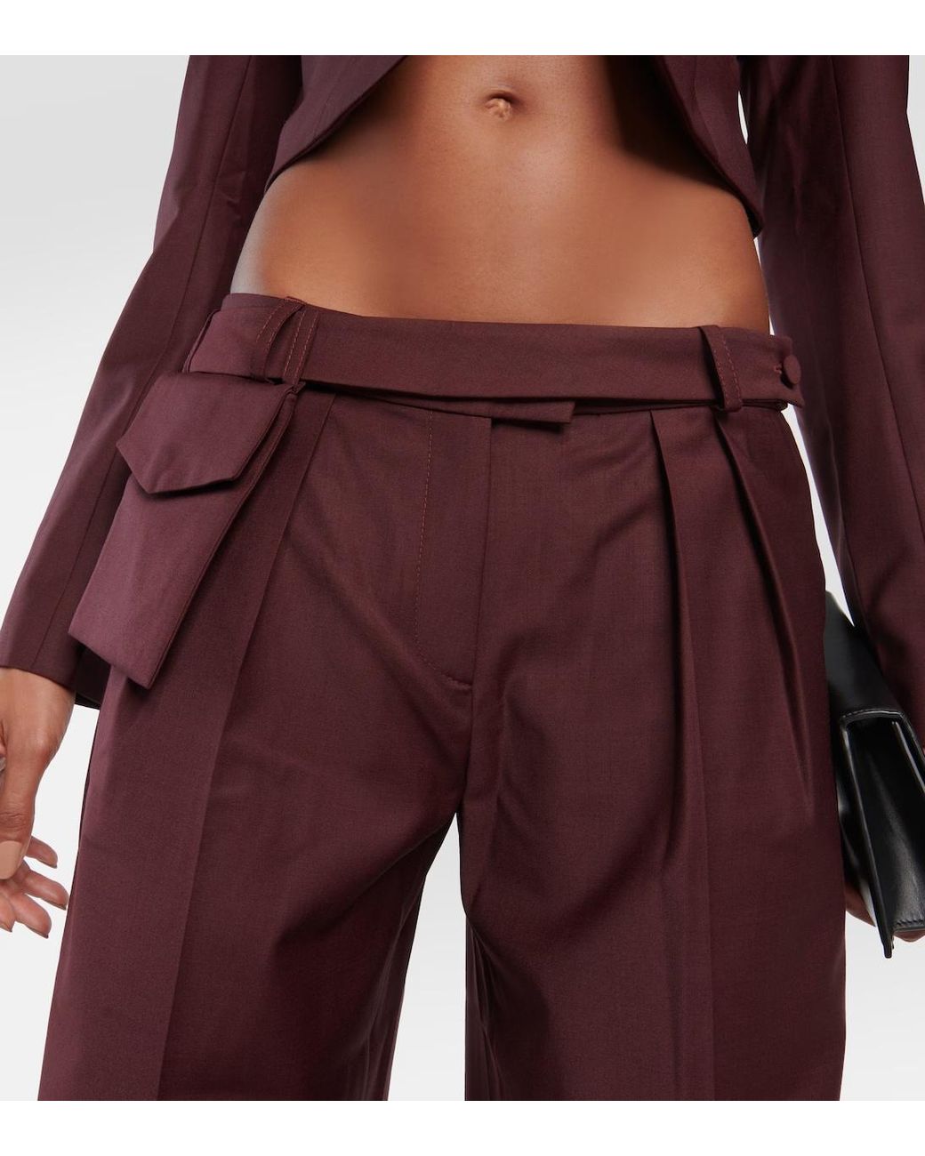 AYA MUSE Purple Sylvia Mid-Rise Straight Wool Pants