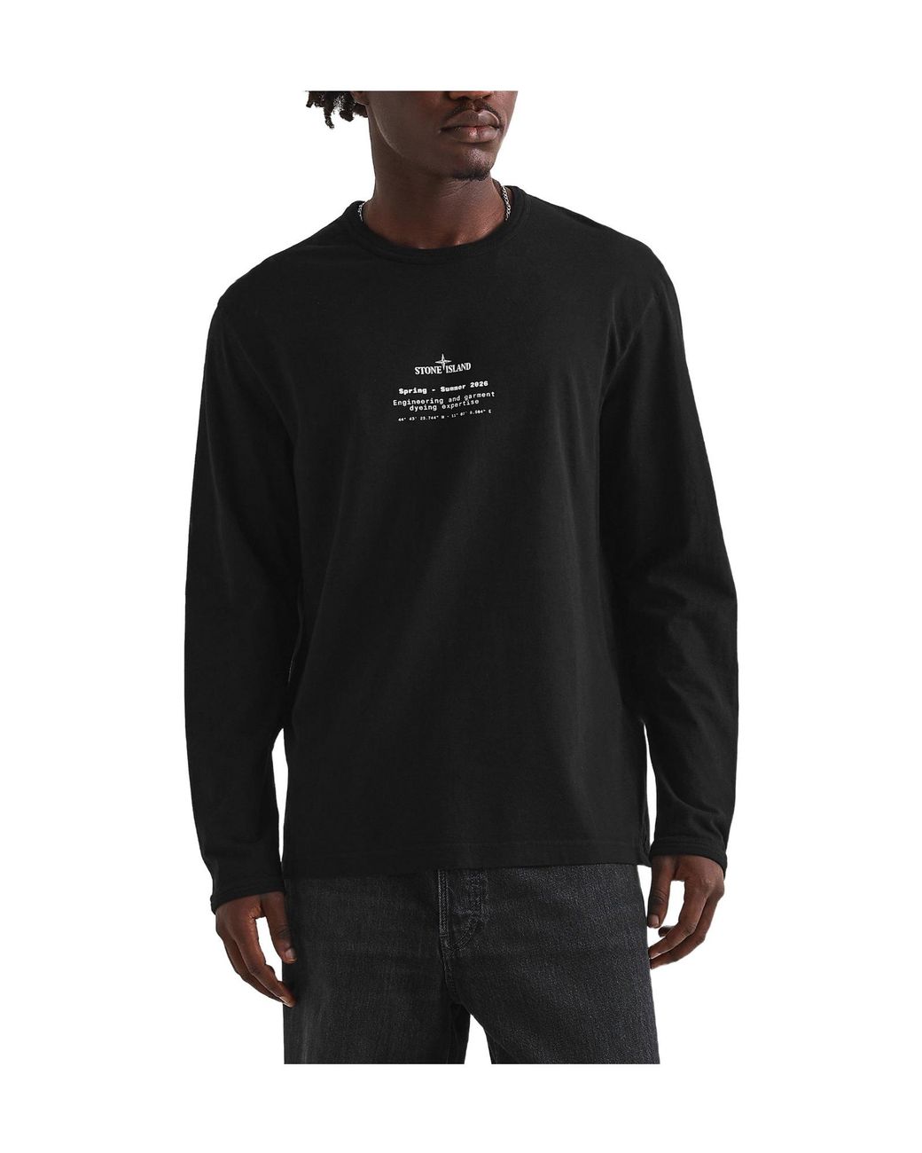 Stone Island Black Crew-Neck Long-Sleeve T-Shirt for men