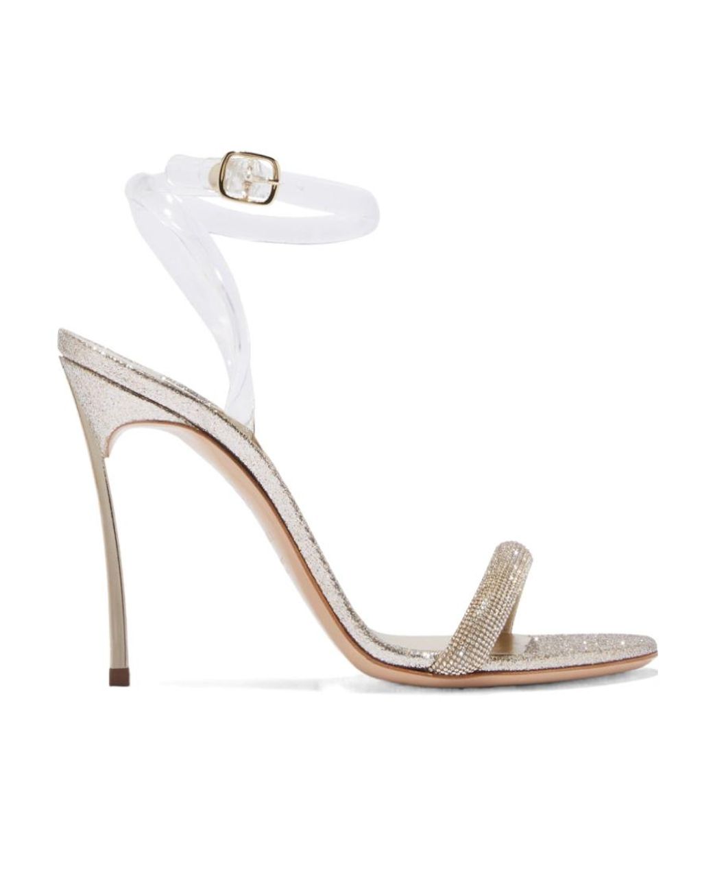 Casadei White Glittered High-Heeled Sandals