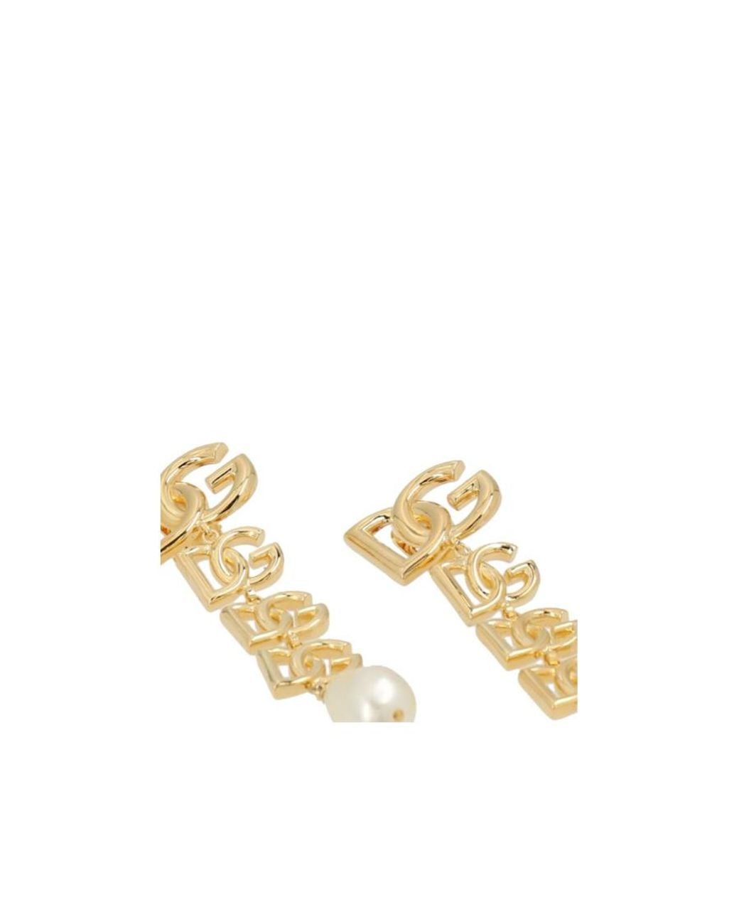 Dolce & Gabbana White Dg Logo Clip-On Earrings