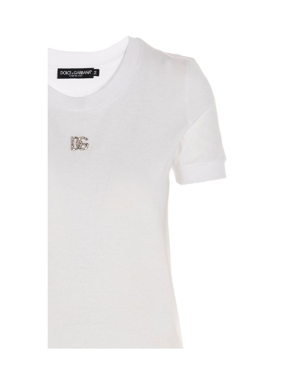 Dolce & Gabbana White Logo-Embellished Short-Sleeved Top