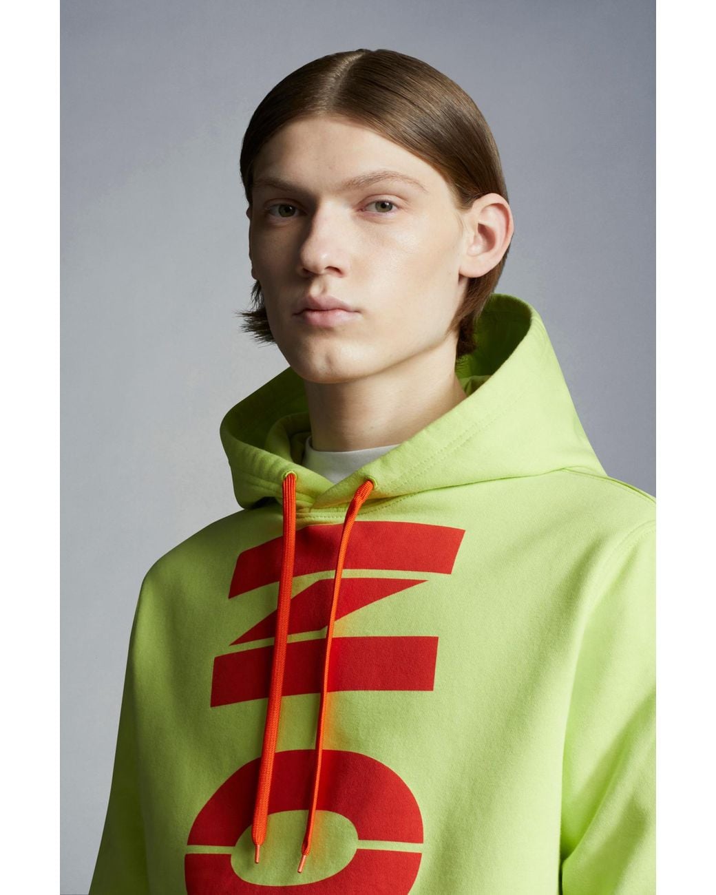 Moncler Green Logo Print Hooded Sweatshirt for men