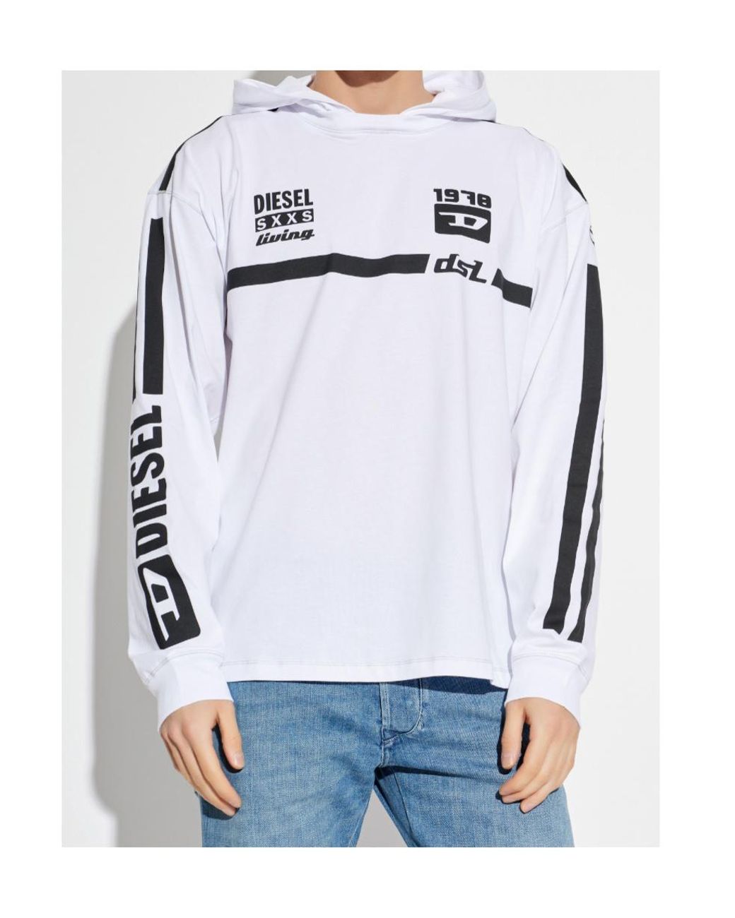 DIESEL White T Boxt Logo Hoodies for men