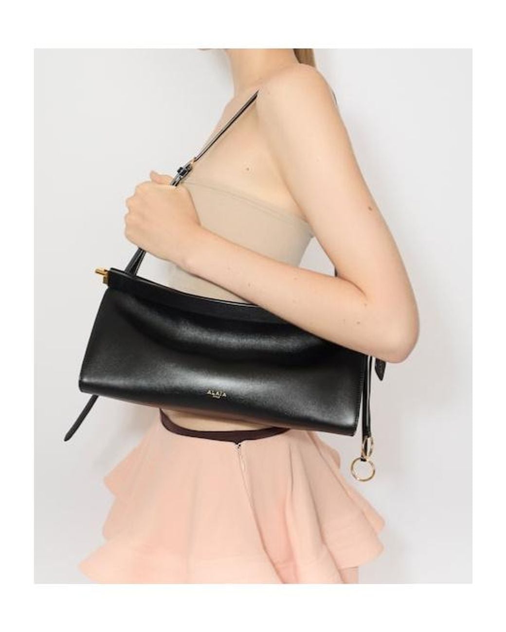 Alaïa Black Le Click East West Medium Leather Shoulder Bag