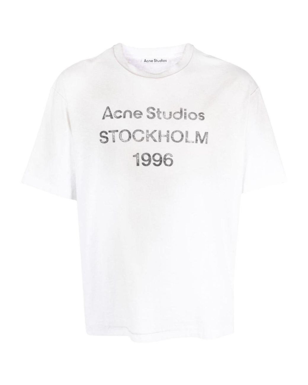 Acne White Stockholm Logo T-Shirt for men