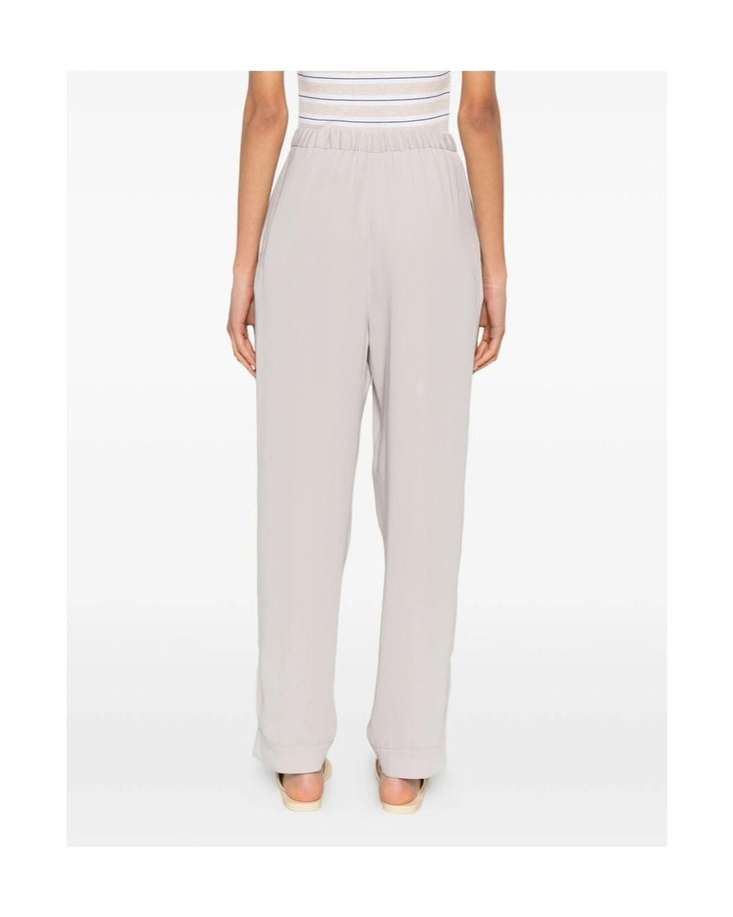 Herno White Grosgrain-Detail Slit-Hem Trousers