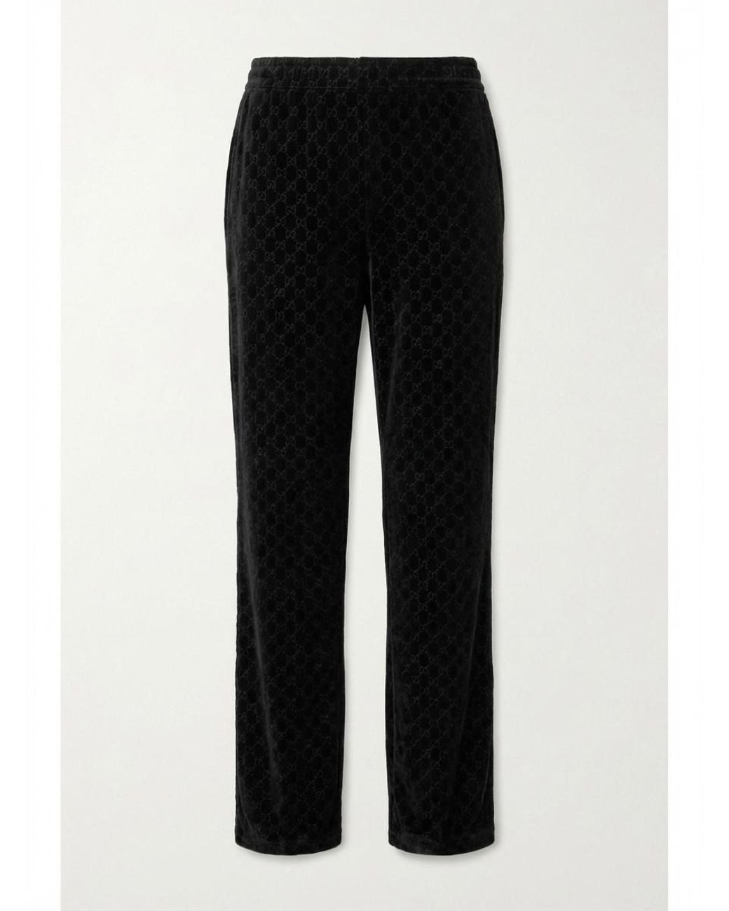 Gucci Black Gg Velvet Devoré Sportswear Pants for men