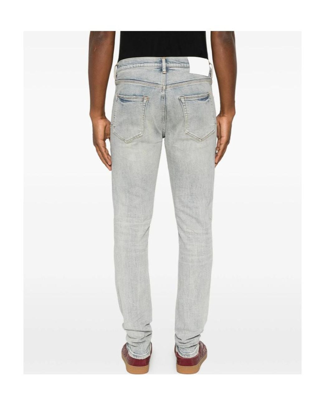 Purple Brand Blue Acid-Wash Straight Leg Jeans for men