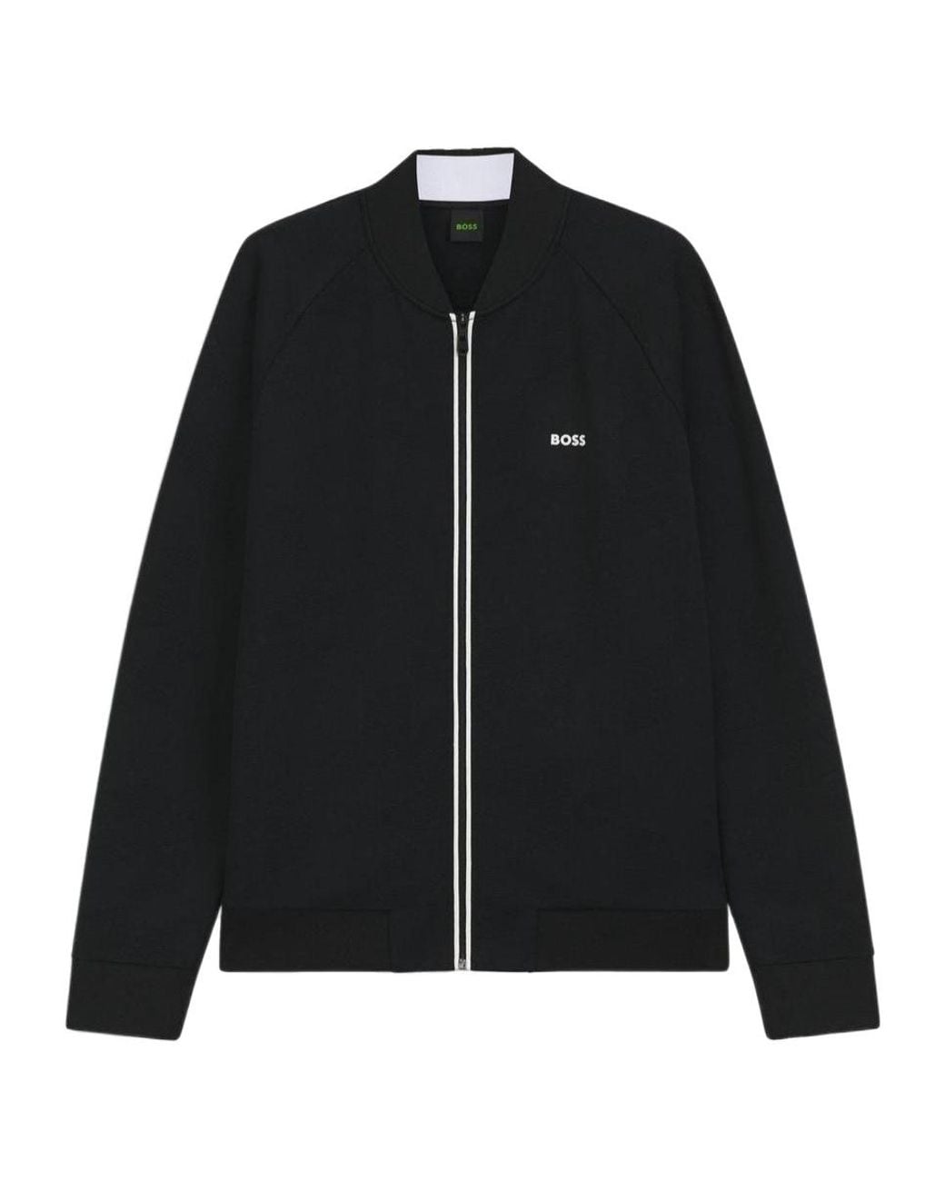 Boss Black Geometric-Pattern Zip-Up Sweater for men