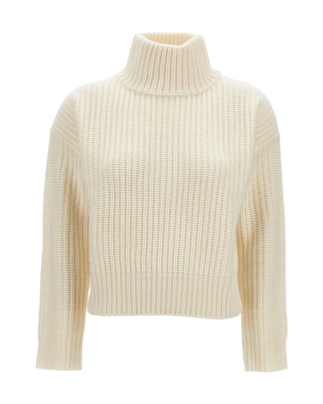 Lisa Yang White Turtleneck Long-Sleeves Sweater