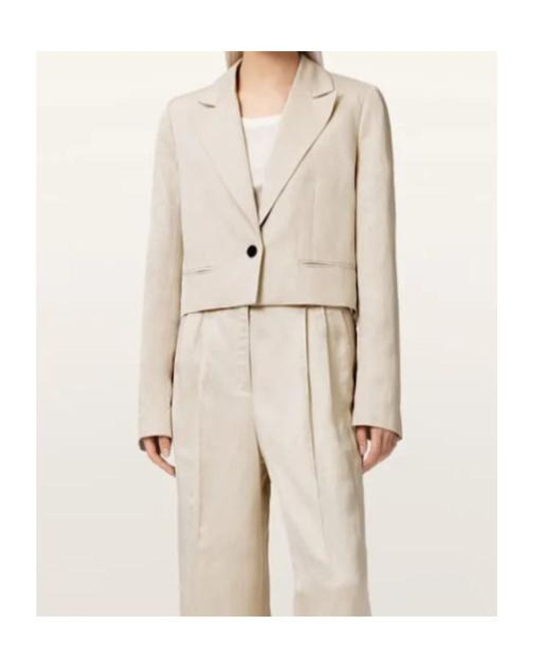 AllSaints Natural Helena Single Breasted Cropped Blazer
