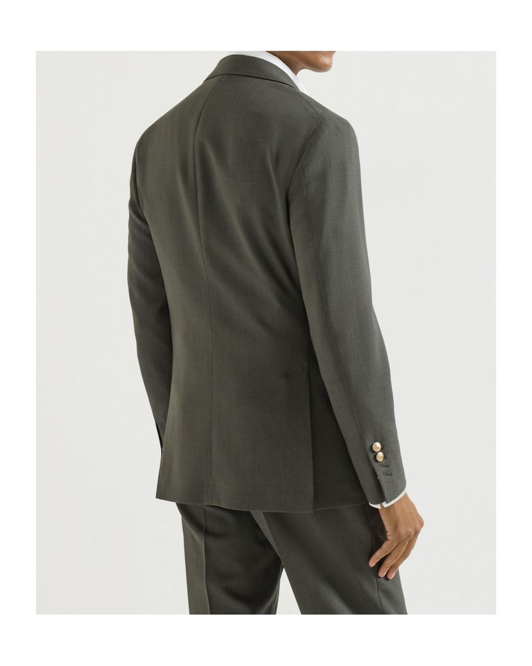 Brunello Cucinelli Green Virgin Wool Canvas One-And-A-Half Breasted Deconstructed Blazer With Metal Buttons for men