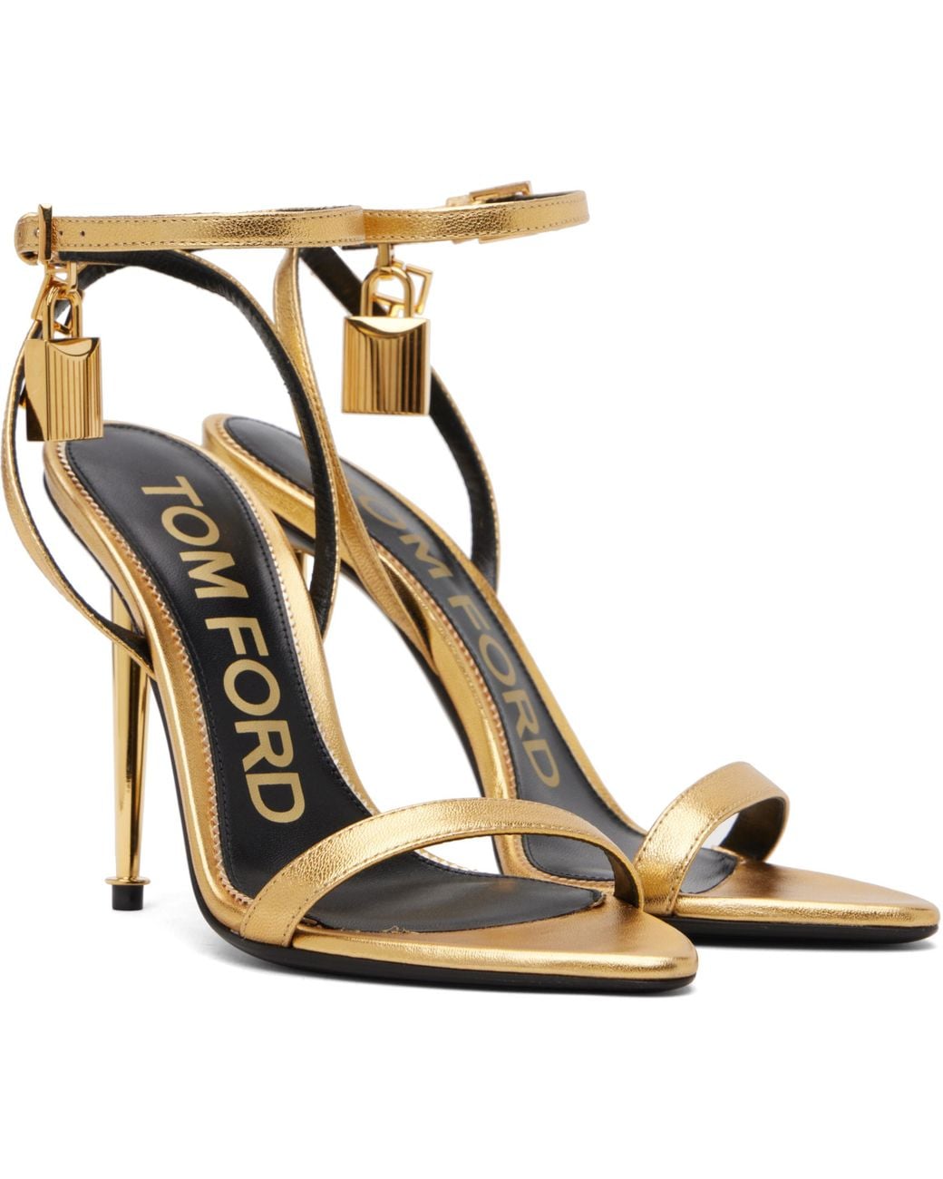 Tom Ford Metallic Laminated Padlock Pointy Sandals