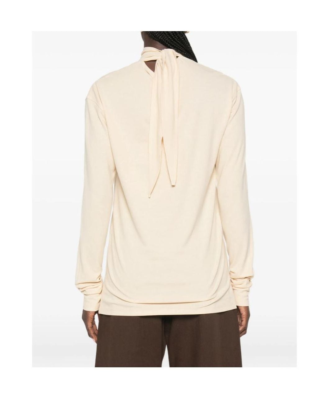 Lemaire Natural Jersey Crepe Long-Sleeve Scarf Top