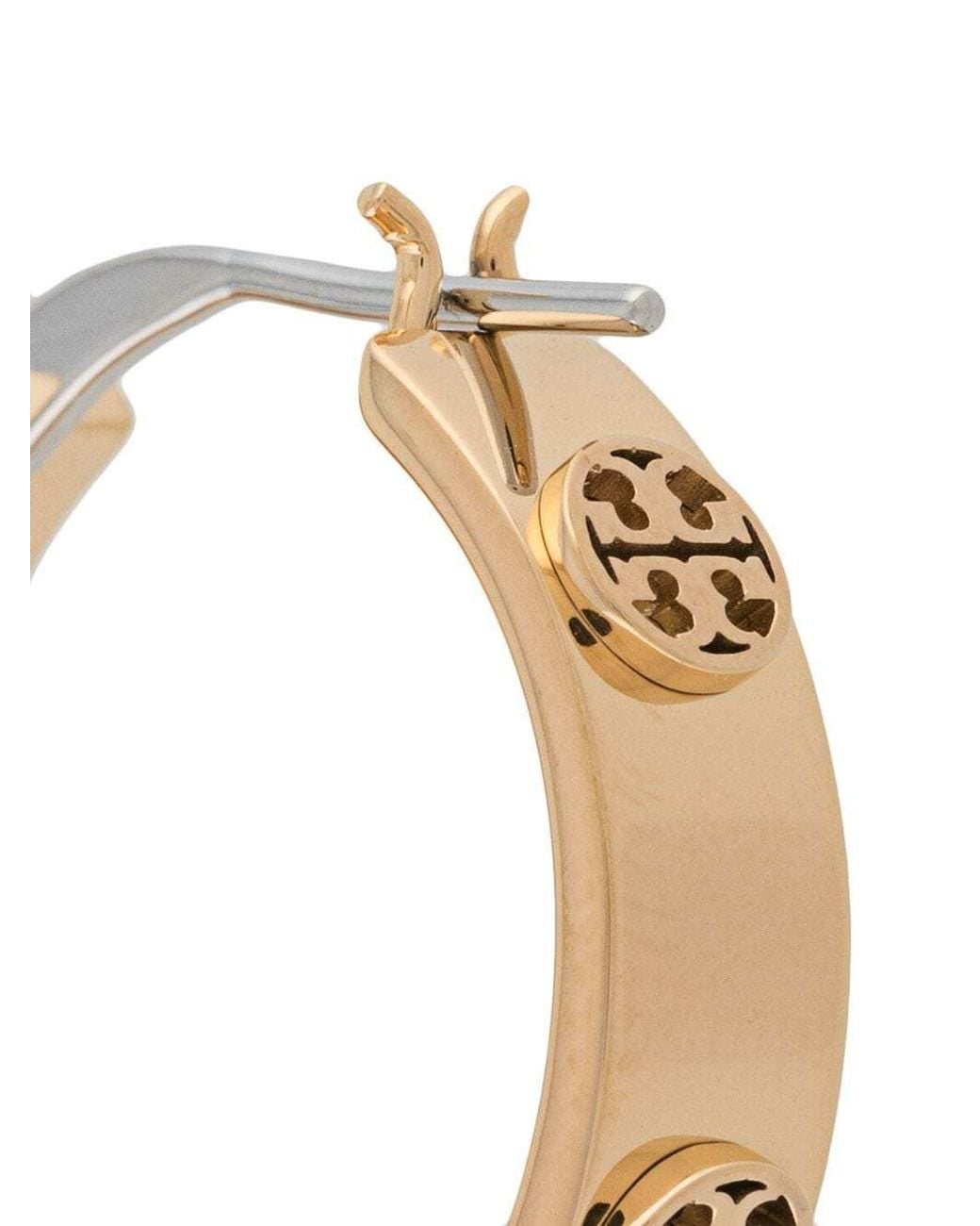 Tory Burch Metallic Miller Double T Stud Hoop Earrings