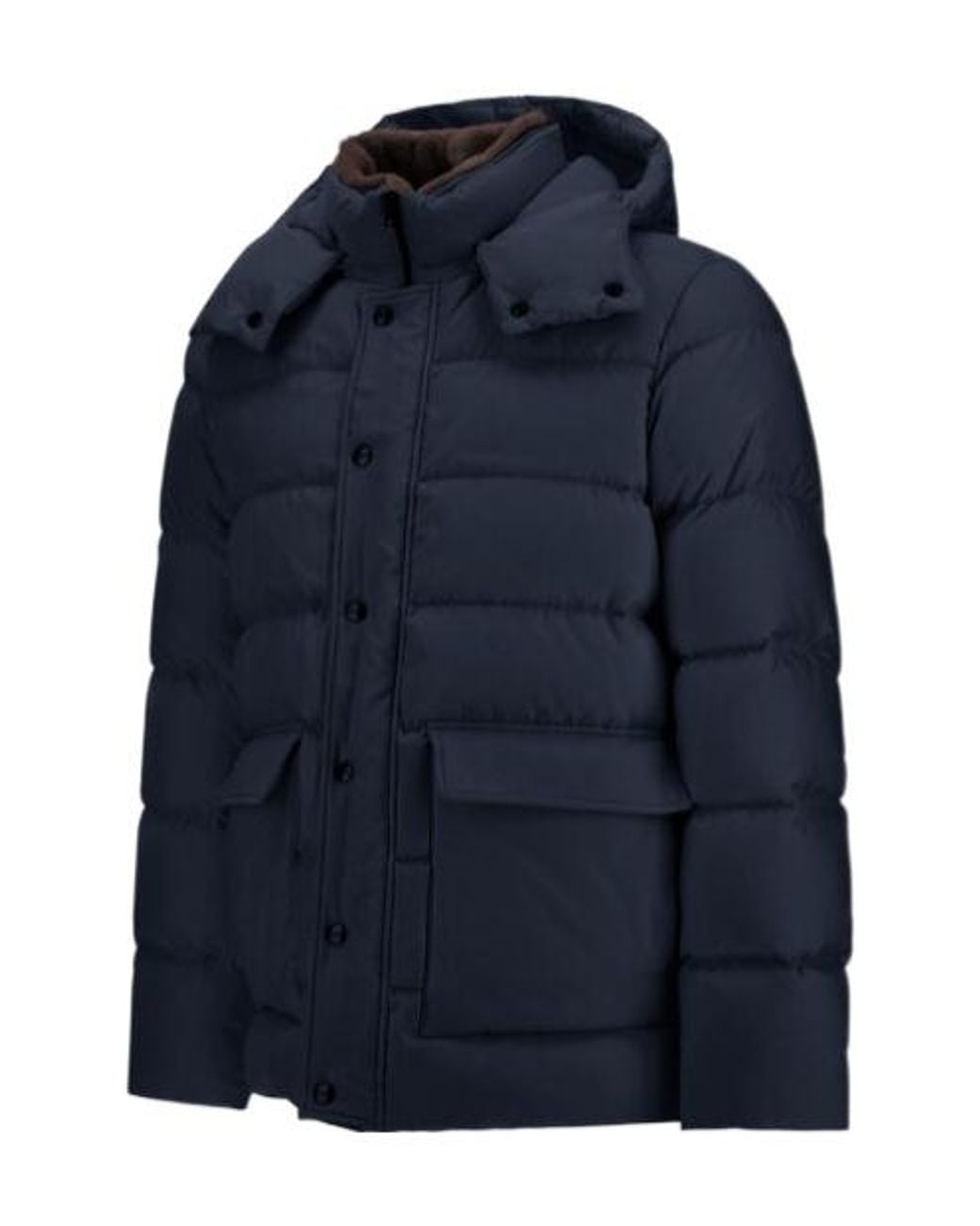 Herno Blue Quilted Hooded Coat for men