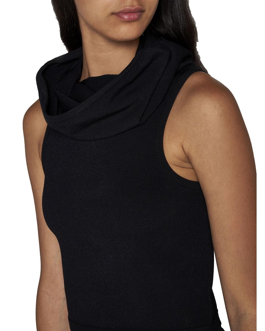 Alaïa Black Alaïa Hooded Knit Crop Top