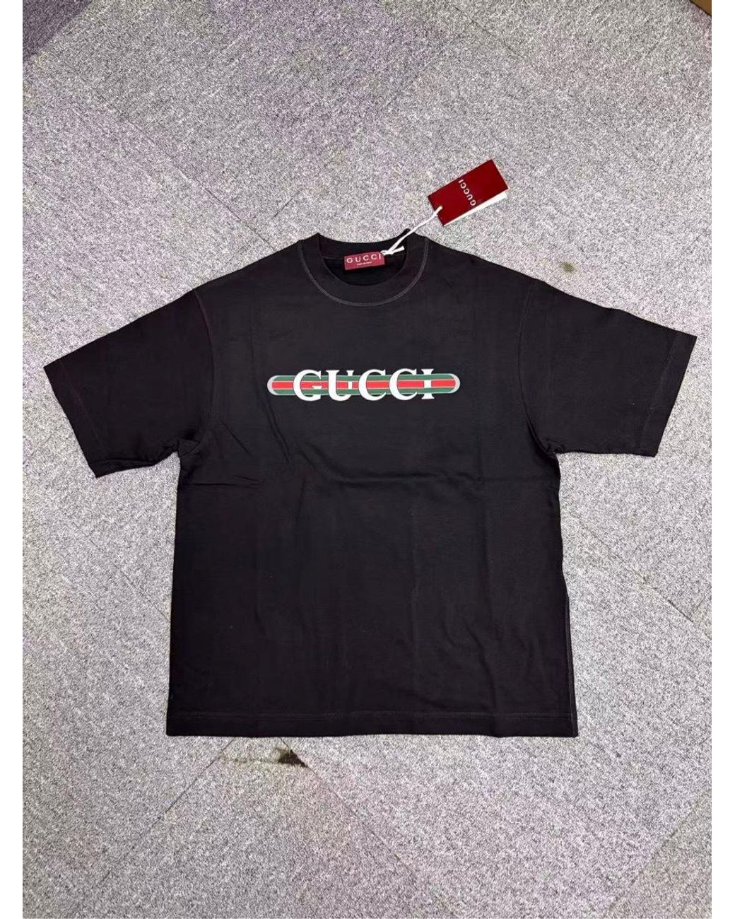 Gucci Black Cotton Logo T-Shirt for men