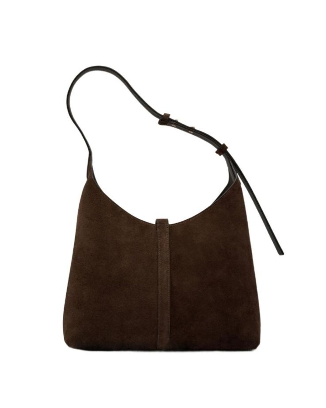 Strathberry Brown Bar-Detail Suede Shoulder Bag