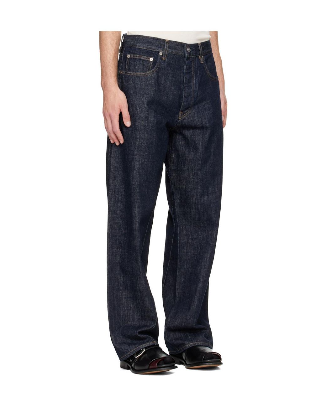 sunflower Blue Wide Twist Belt Loop Jeans for men