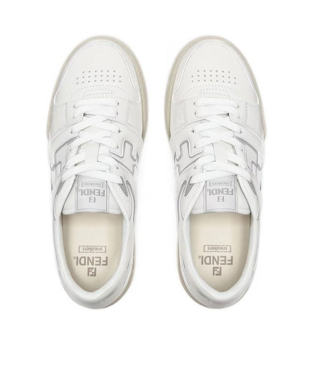 Fendi White Match Panelled Low-Top Sneakers for men