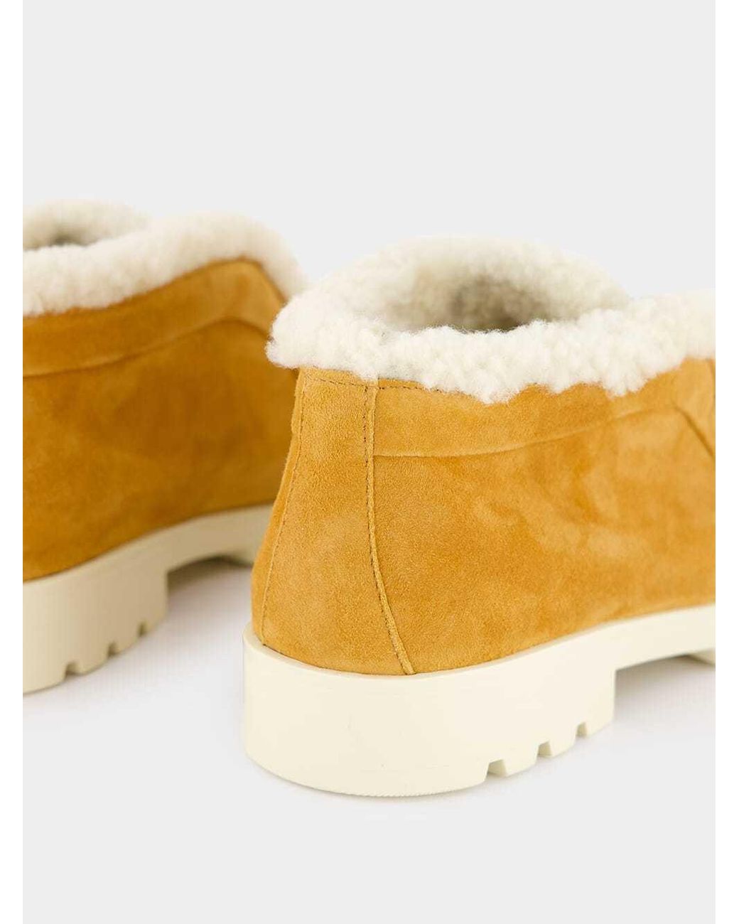 Santoni Yellow Shearling Ankle Boots