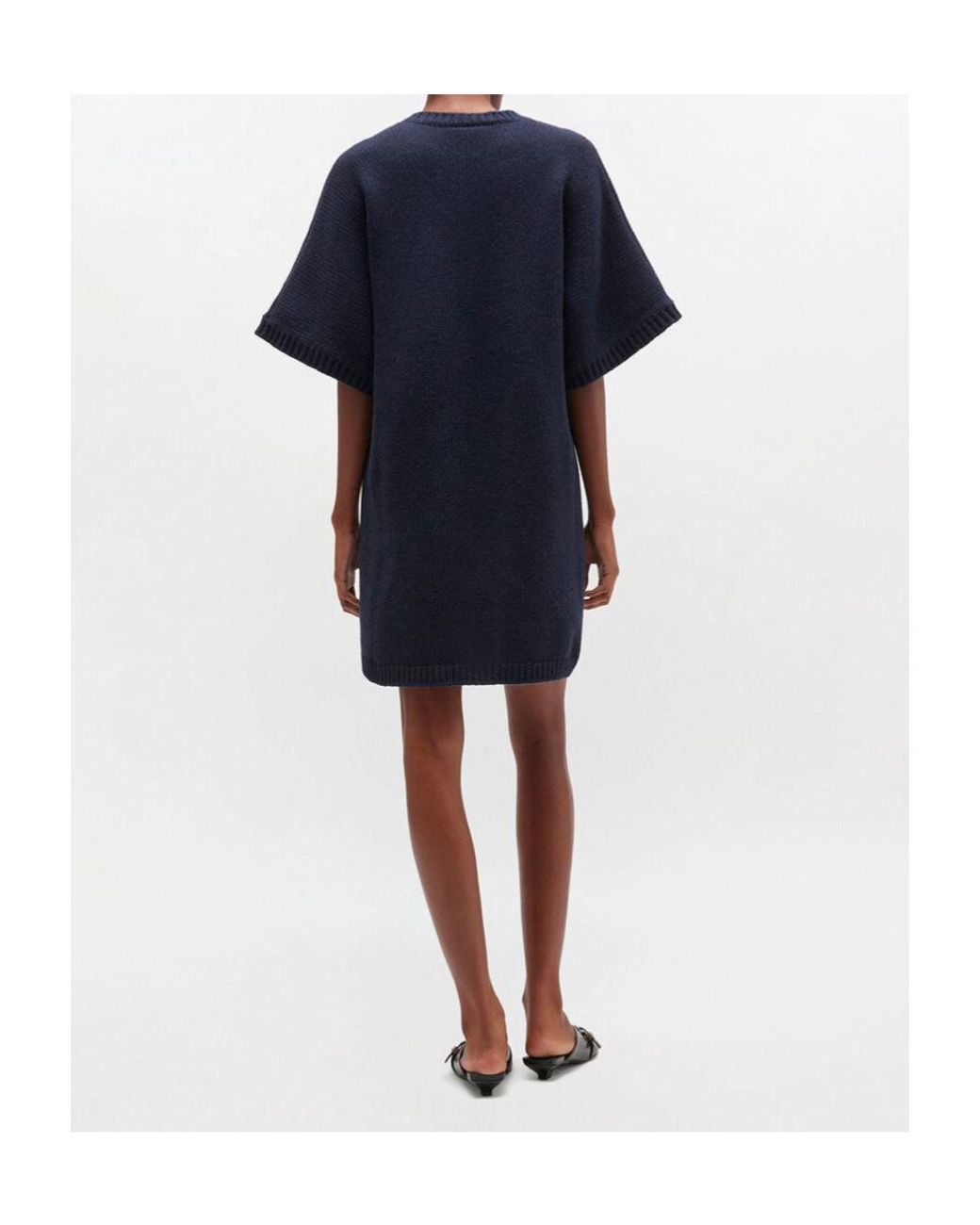 Ganni Blue Dark Wool Mix Dress