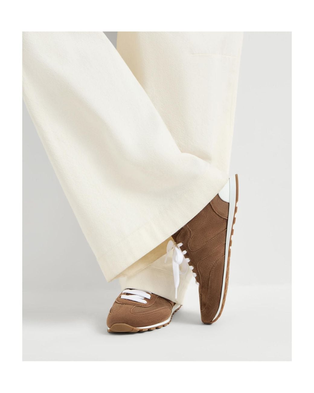 Brunello Cucinelli Brown Suede Runners With Shiny Loops