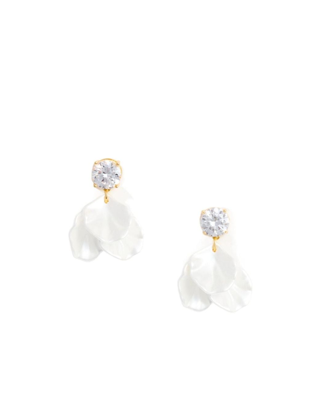 Self-Portrait White Crystal Petal Earrings