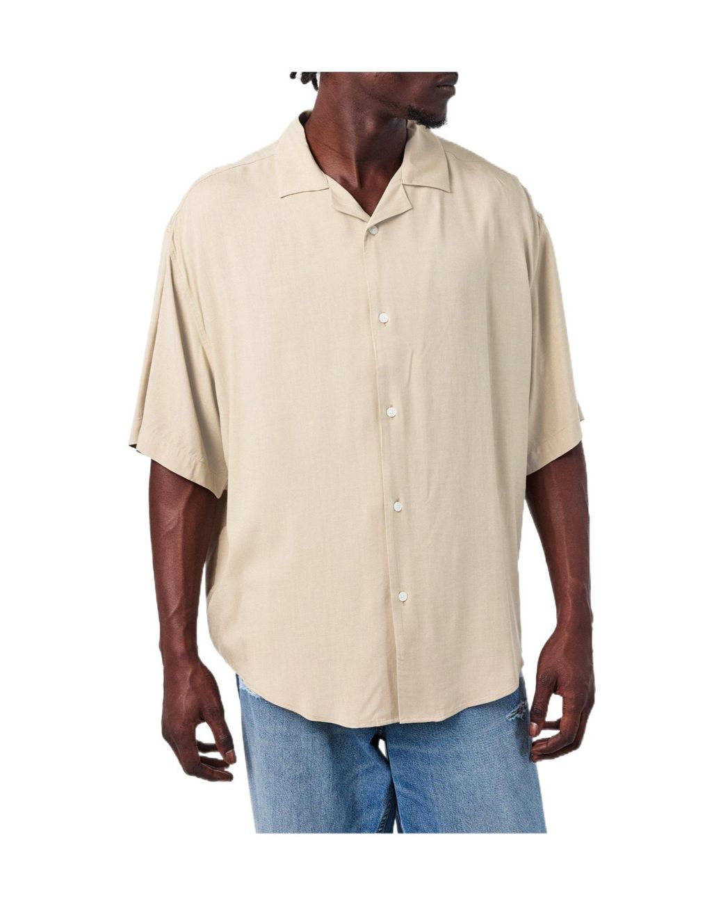 AMI Natural Short-Sleeve Camp Collar Shirt for men