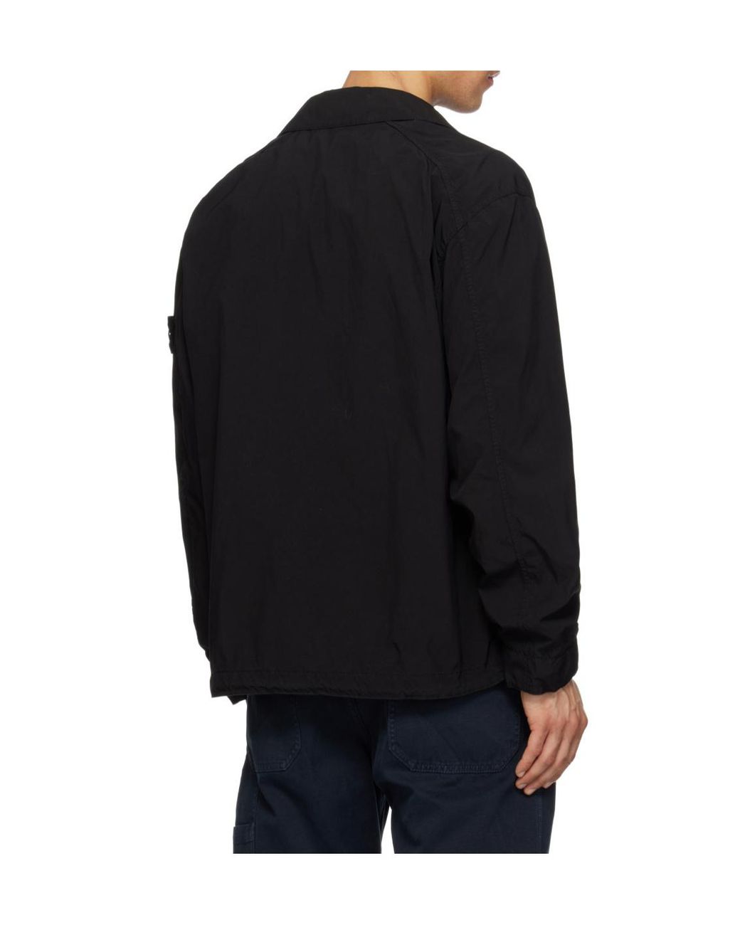 Stone Island Black Logo Patch Buttoned Jacket for men