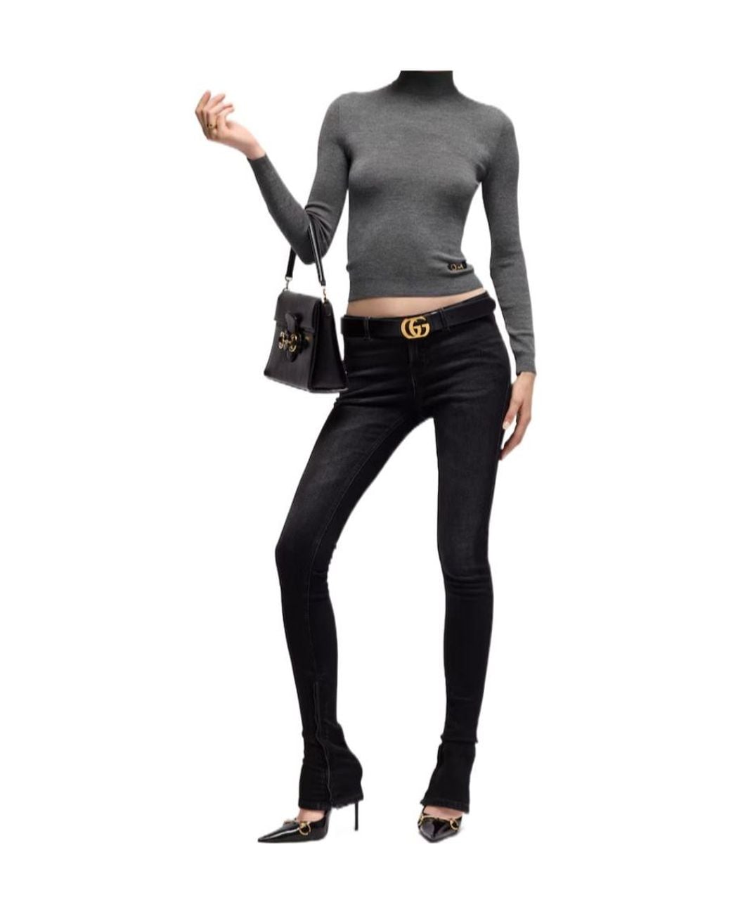 Gucci Gray Fine Rib Knitted Top