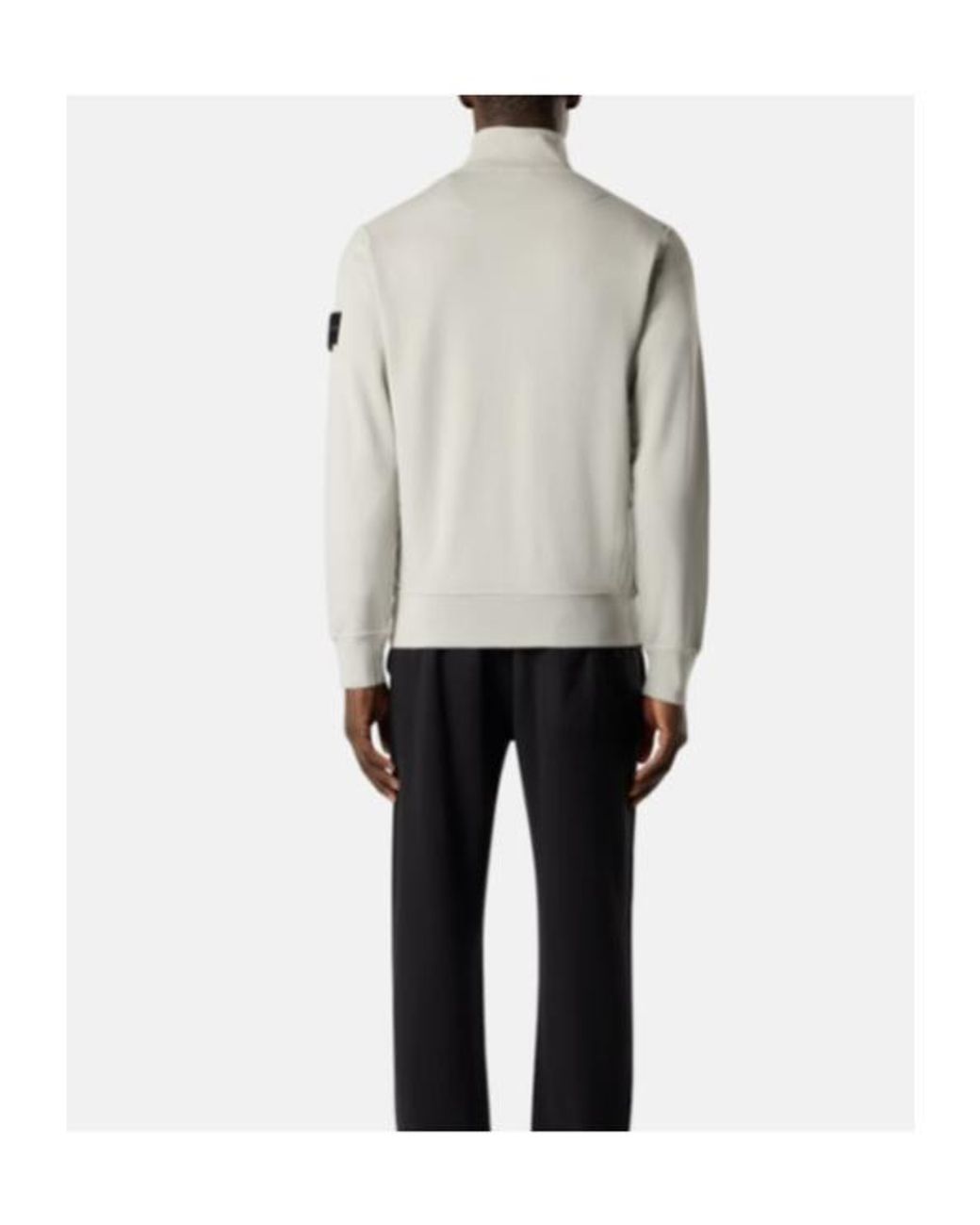 Stone Island White Logo Patch Zip-Up Sweatshirt for men