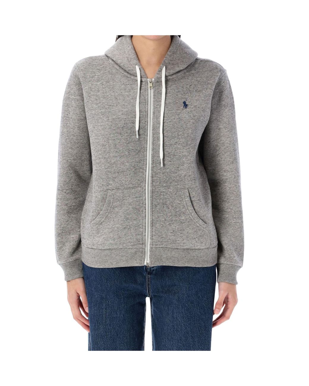 Polo Ralph Lauren Gray Full-Zip Drawstring Hoodie