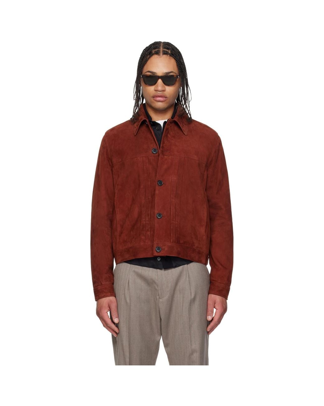 Paul Smith Red Slim Fit Denim Style Suede Jacket for men