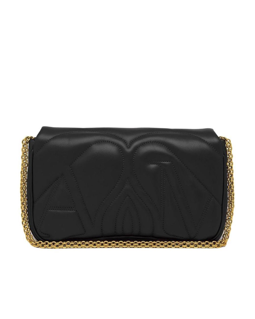 McQueen Black The Seal Quilted Small Shoulder Bag