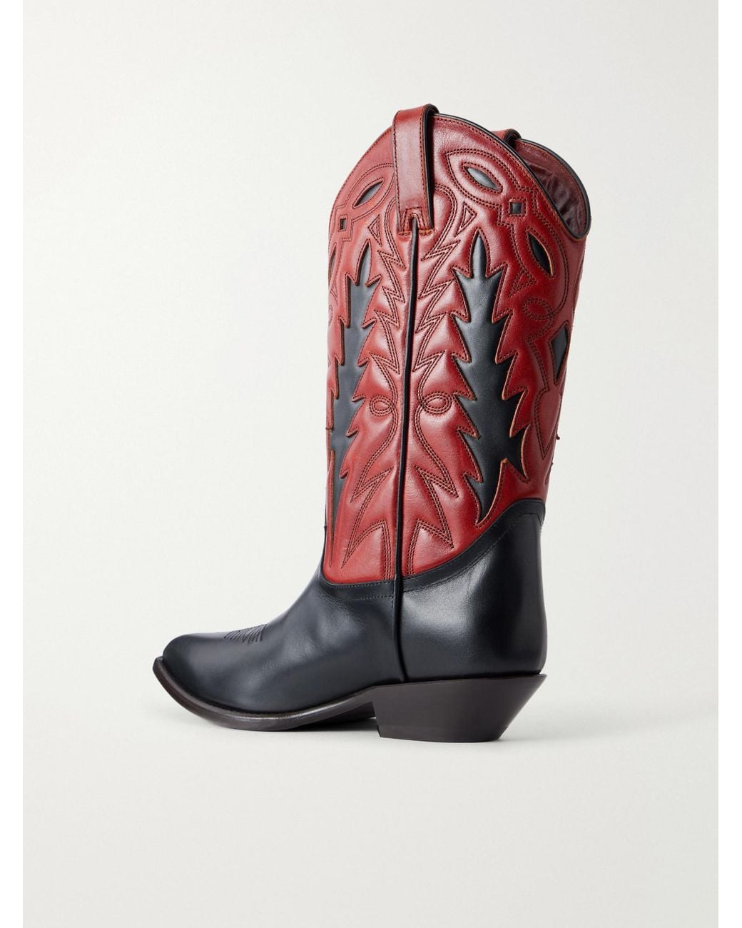 Rabanne Embroidered Two-Tone Leather Knee Boots