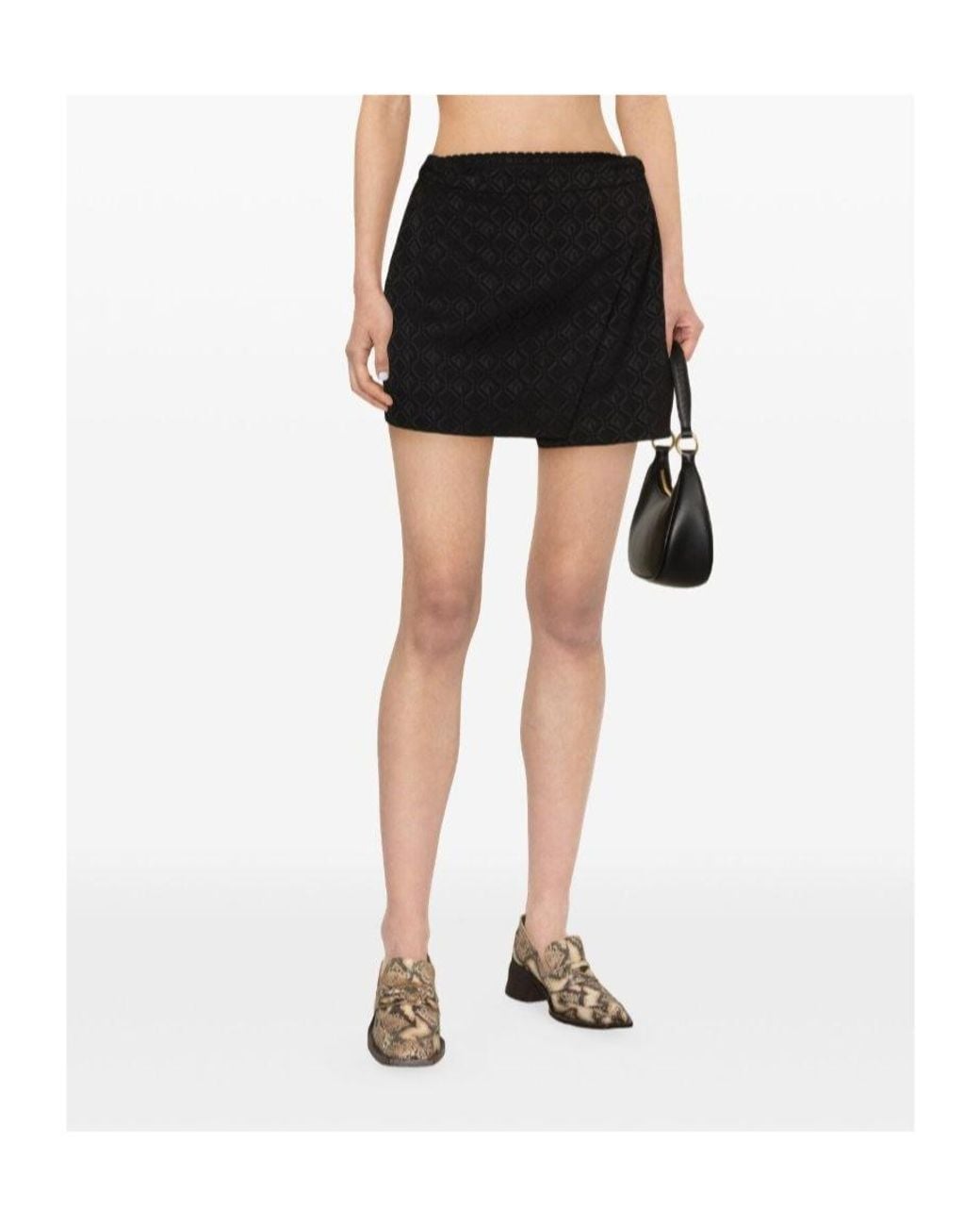 MARINE SERRE Black Moon Jacquard Wrap Mini Skirt
