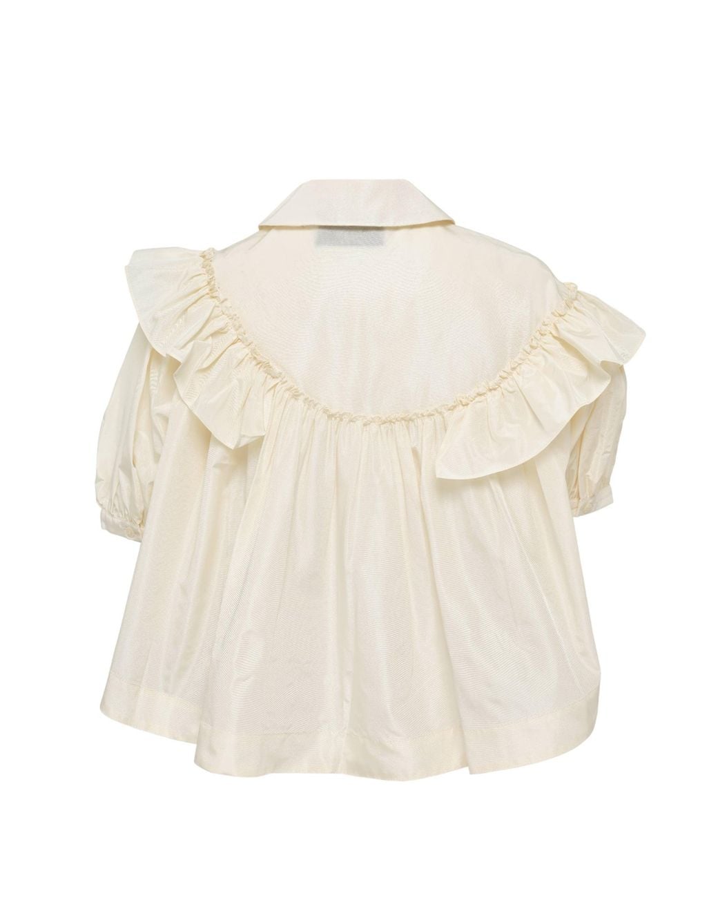 Simone Rocha Natural Cropped Puff Sleeve Ruffle Frill Shirt