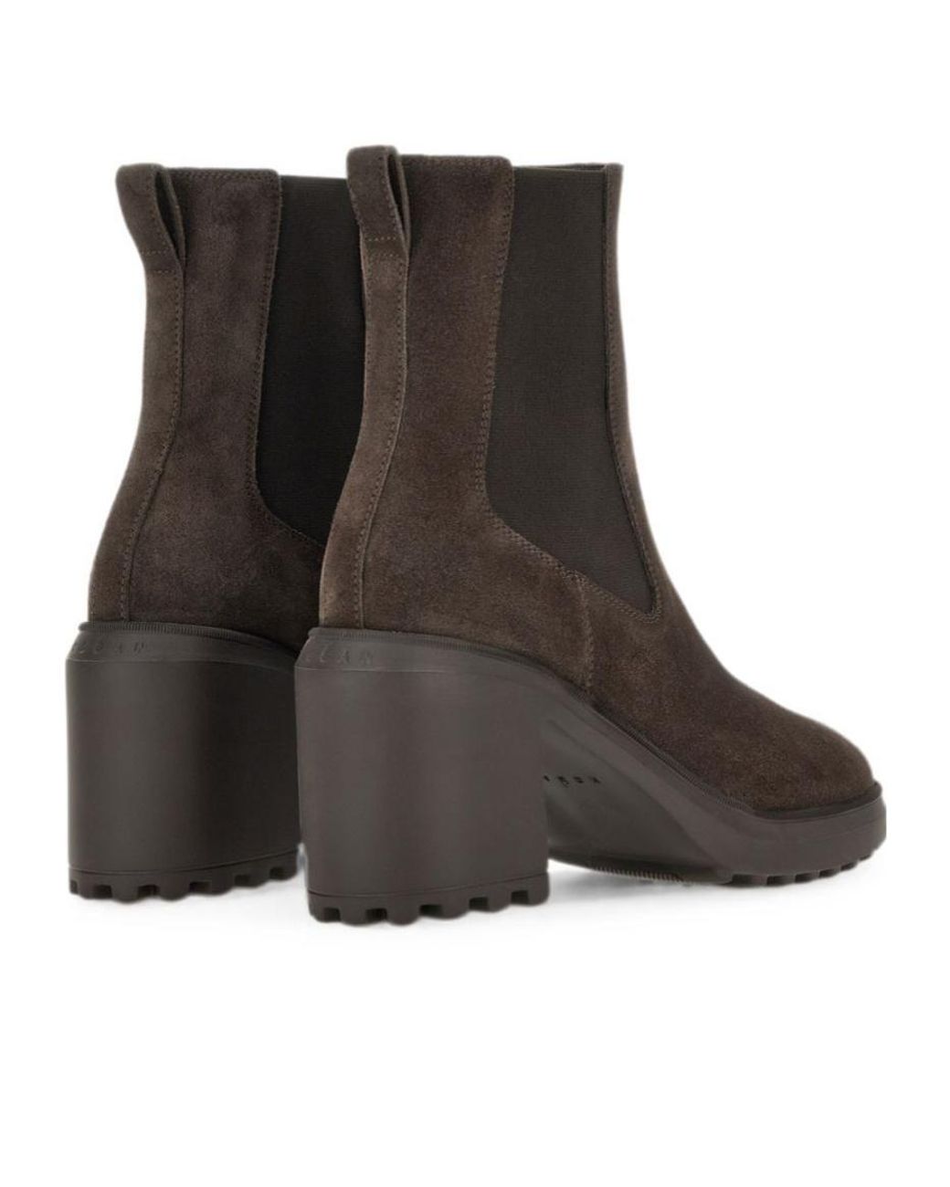 Hogan Brown Block Heel Chelsea Boots