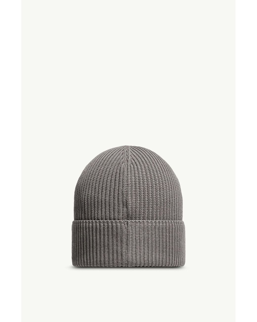 Moncler Gray Logo Patch Ribbed Beanie for men