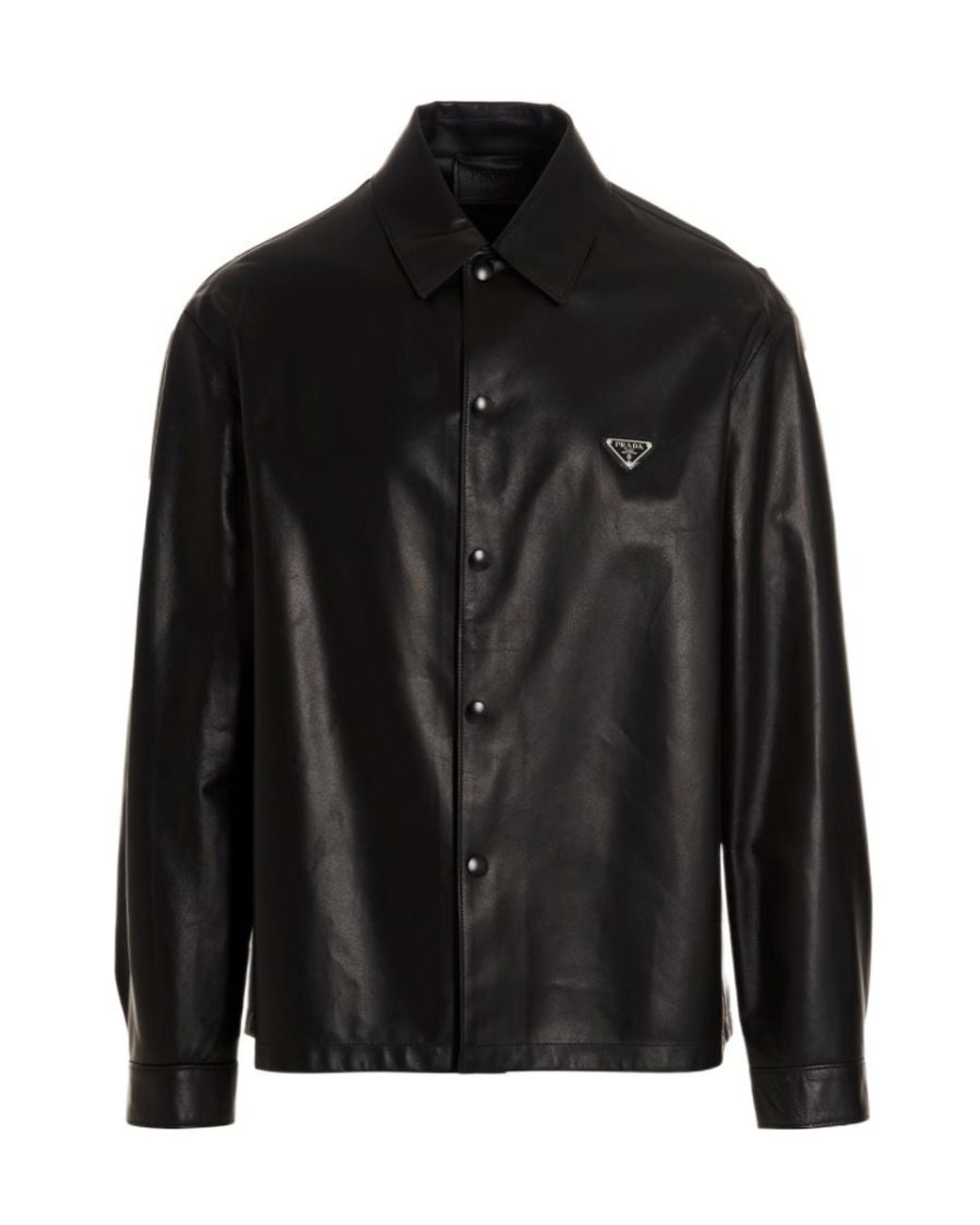 Prada Black Nappa Leather Shirt for men