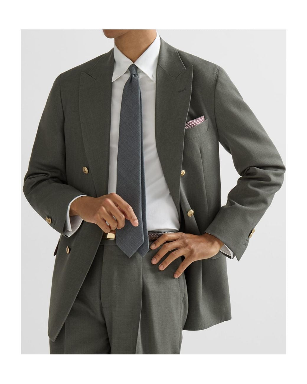 Brunello Cucinelli Green Virgin Wool Canvas One-And-A-Half Breasted Deconstructed Blazer With Metal Buttons for men