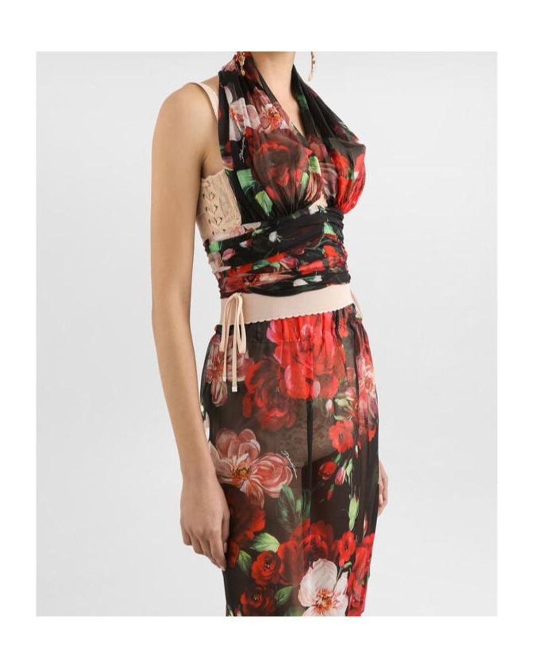 Dolce & Gabbana Red Floral-Print Top