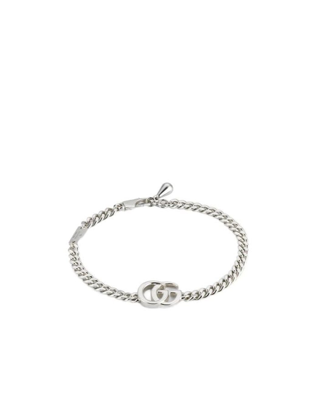 Gucci White Gg Marmont Chain Bracelet